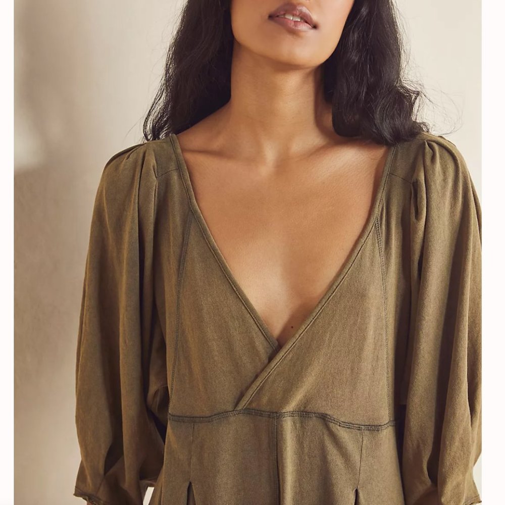 Free People Lotta Love Romper - Olive Smoke